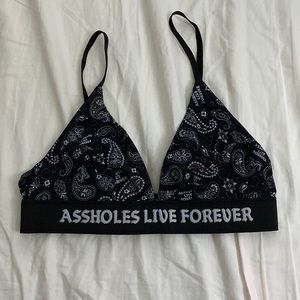 ALF bandana paisley black triangle bra size Medium assholes live forever NEW!